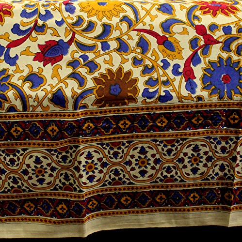 India Arts Bedspread Cotton Sunflower Print, Yellow, Approx 106" x 106" - Image 4