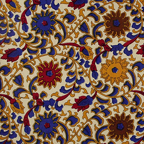 India Arts Bedspread Cotton Sunflower Print, Yellow, Approx 106" x 106" - Image 5