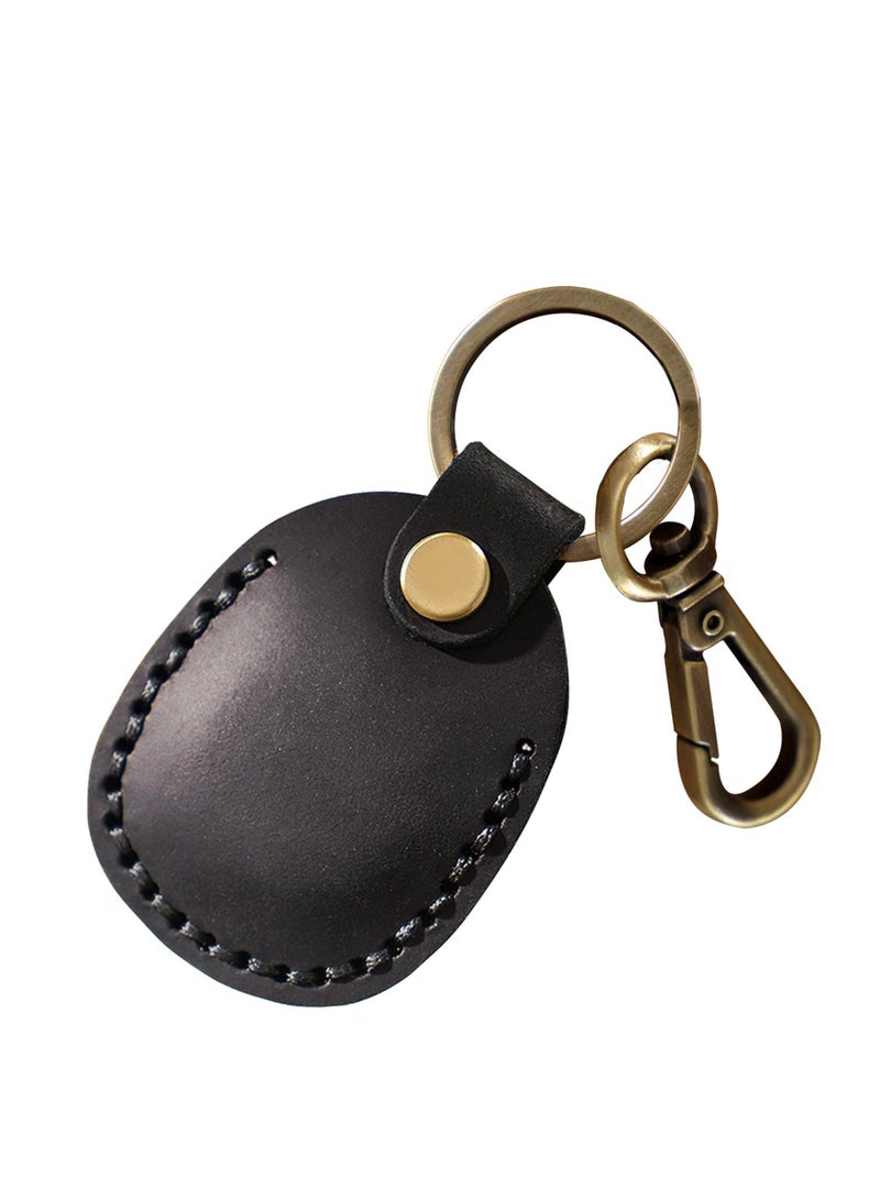 Excefore Airtag Leather Case Cover Portable Handmade Genuine Leather AirTag Tracker Holder with Keychain Protective Case Cover Compatible for AirTag 2021  - Image 1