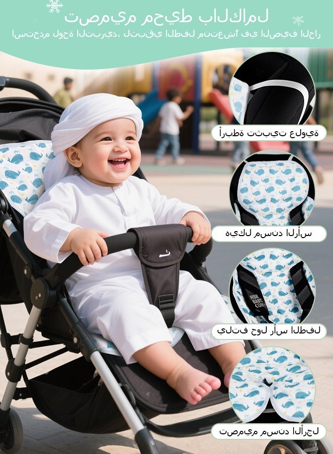 وسادة تبريد مقعد سيارة الطفل ، وسادة تبريد عربة الطفل العامة ومبريد مقعد السيارة ، وسادة طفل صيفية قابلة للتنفس ، مناسبة للسيارات الساخنة ، عربات الأطفال ، السفر ، خفيفة الوزن ، مع حقيبة محمولة سهلة التخزين ، الحيتان - Image 2