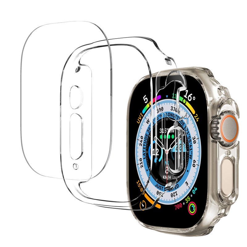 Smiling Apple Watch Ultra 49mm 4-Pack Case & Screen Protector, 2 Hard PC Bumper + 2 Screen Protectors, Shockproof - Image 2
