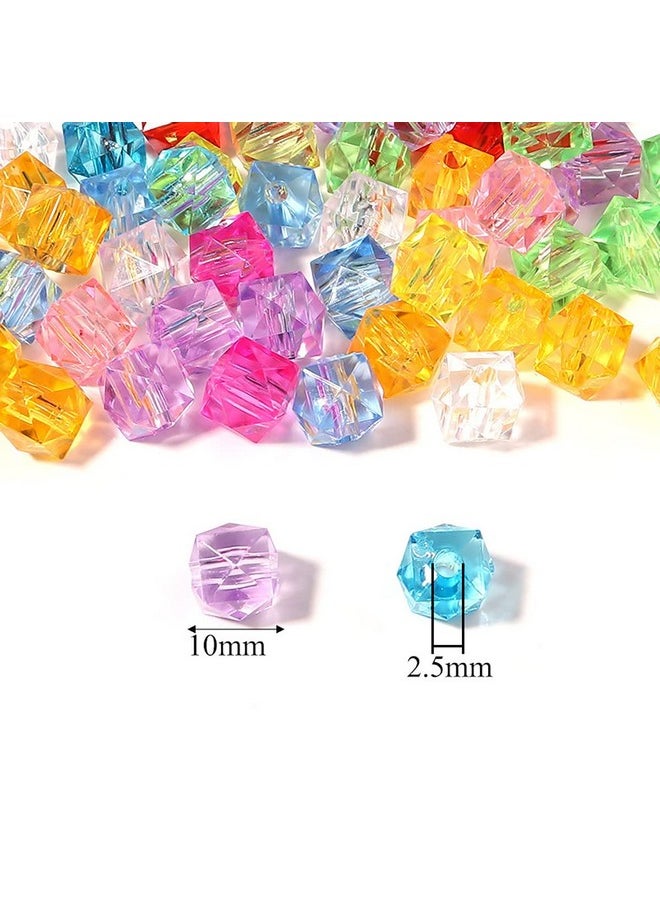 LadayPoa 300Pcs 10Mm Multicolor Clear Cube Crystal Beads Square Acrylic Bead Bulk Faceted Spacer Beads Loose Glass Beads For Jewelry Making Diy Crafts Home Decoration  - Image 2