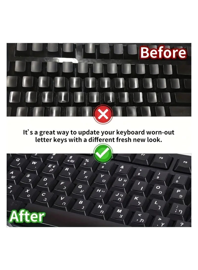 2 Pieces of Arabic and English Bilingual Letters and Numbers Stickers Keyboard Sticker The Color of the Sticker is Black the Background and The Letters and Numbers are White - Image 3