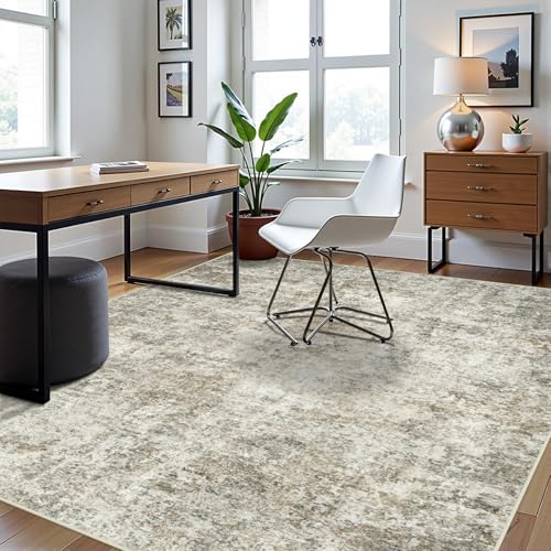 Aelenmu 8x10 Area Rugs for Living Room Rug Washable: Abstract Large Rug for Dining Room Bedroom Carpet Non Slip 8 by 10 Indoor Modern Nursery Home Office Beige Brown - Image 3