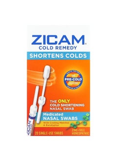 ZICAM Zicam, Cold Remedy, Medicated Nasal Swabs, 20 Single-Use Swabs  - Image 1