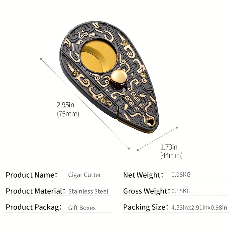 Black Golden Stainless Steel Portable Cigar Scissors Cutter - Image 3