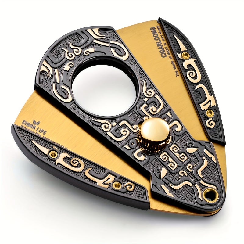 Black Golden Stainless Steel Portable Cigar Scissors Cutter - Image 1
