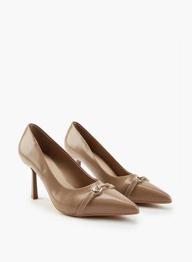 Flora Bella By Shoexpress Metallic Accent Pointed Toe Pumps with Stiletto Heel
