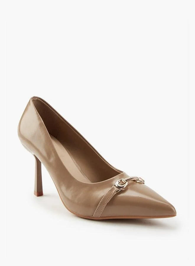Flora Bella By Shoexpress Metallic Accent Pointed Toe Pumps with Stiletto Heel