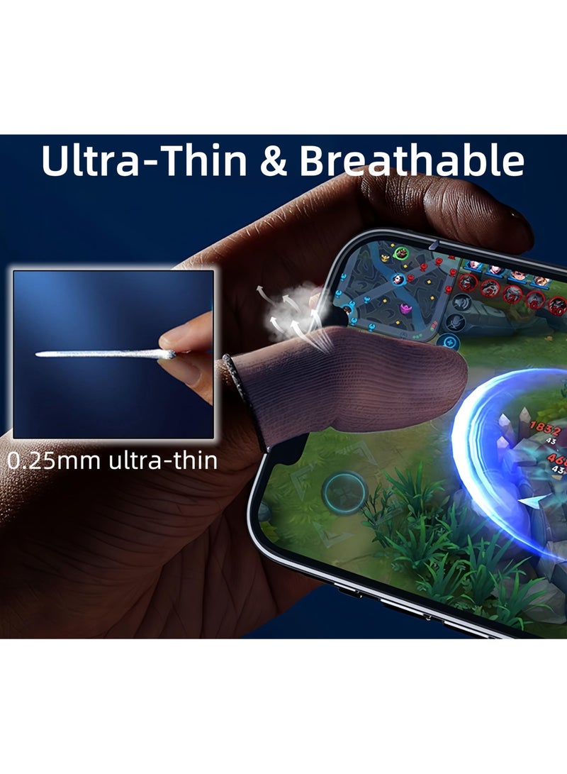 Flushrenic 4-piece set of gaming finger gloves, ultra-thin breathable silver fibre mobile gaming finger sleeves, ultra-thin material zero-contact silver fibre breathable touchscreen gaming finger gloves with metal storage box, 100% visible silver fibre, just the right amount of pressure/breathability/sweat resistance (white)  - Image 2