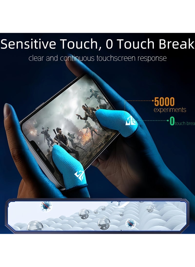 Flushrenic 4-piece set of gaming finger gloves, ultra-thin breathable silver fibre mobile gaming finger sleeves, ultra-thin material zero-contact silver fibre breathable touchscreen gaming finger gloves with metal storage box, 100% visible silver fibre, just the right amount of pressure/breathability/sweat resistance (white)  - Image 3