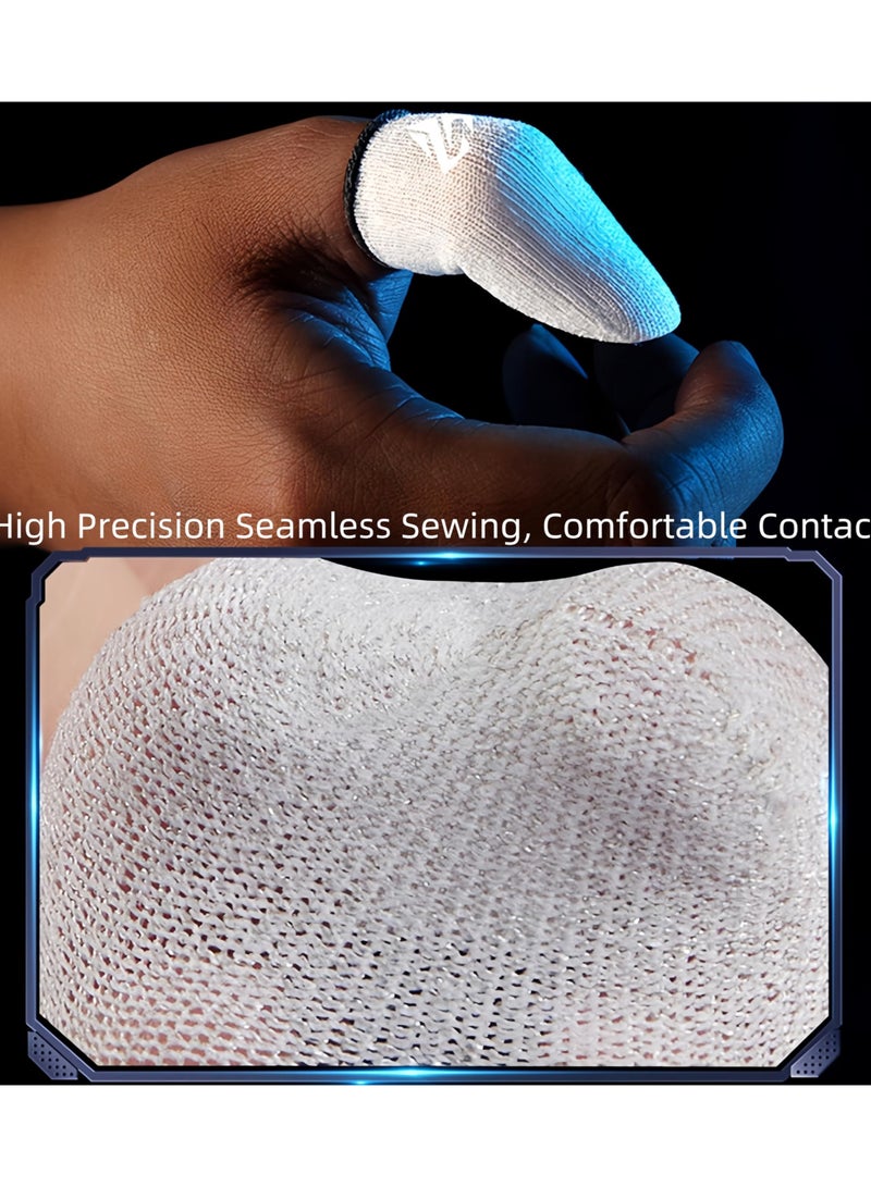 Flushrenic 4-piece set of gaming finger gloves, ultra-thin breathable silver fibre mobile gaming finger sleeves, ultra-thin material zero-contact silver fibre breathable touchscreen gaming finger gloves with metal storage box, 100% visible silver fibre, just the right amount of pressure/breathability/sweat resistance (white)  - Image 4