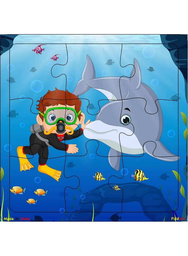 Fiddlys Wood Jigsaw Puzzles For Kids & Children - 9 Pieces (Sea, Pack Of 4) Age 3+ - Image 2