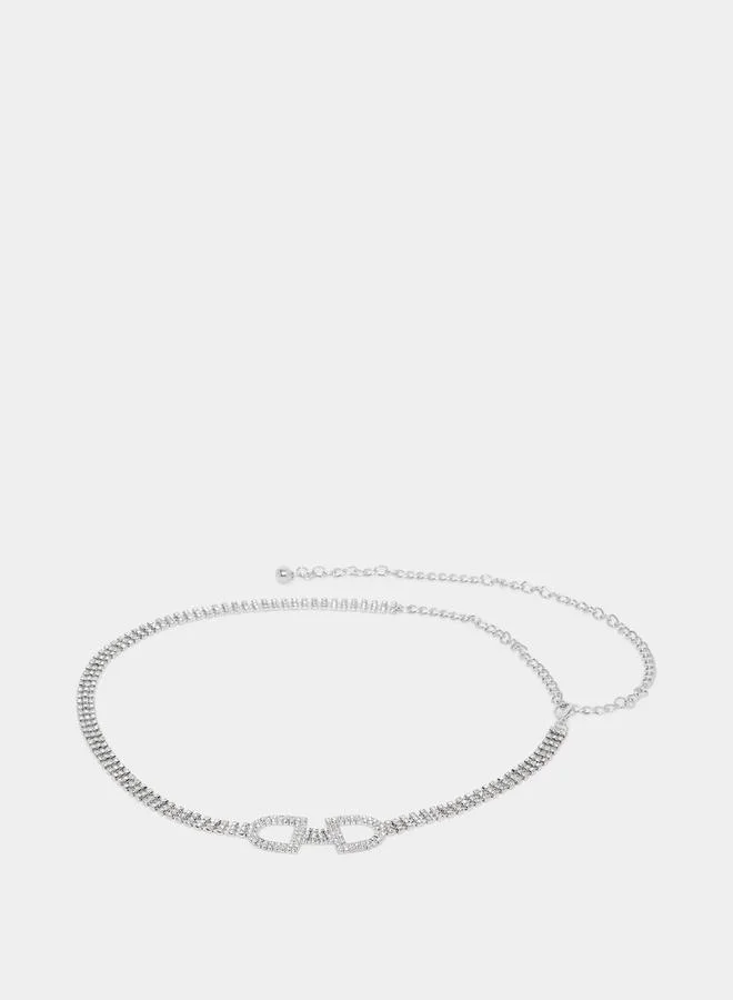 Styli Embellished Chain Drop Belt with Lobster Clasp Closure