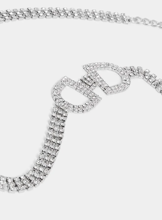 Styli Embellished Chain Drop Belt with Lobster Clasp Closure