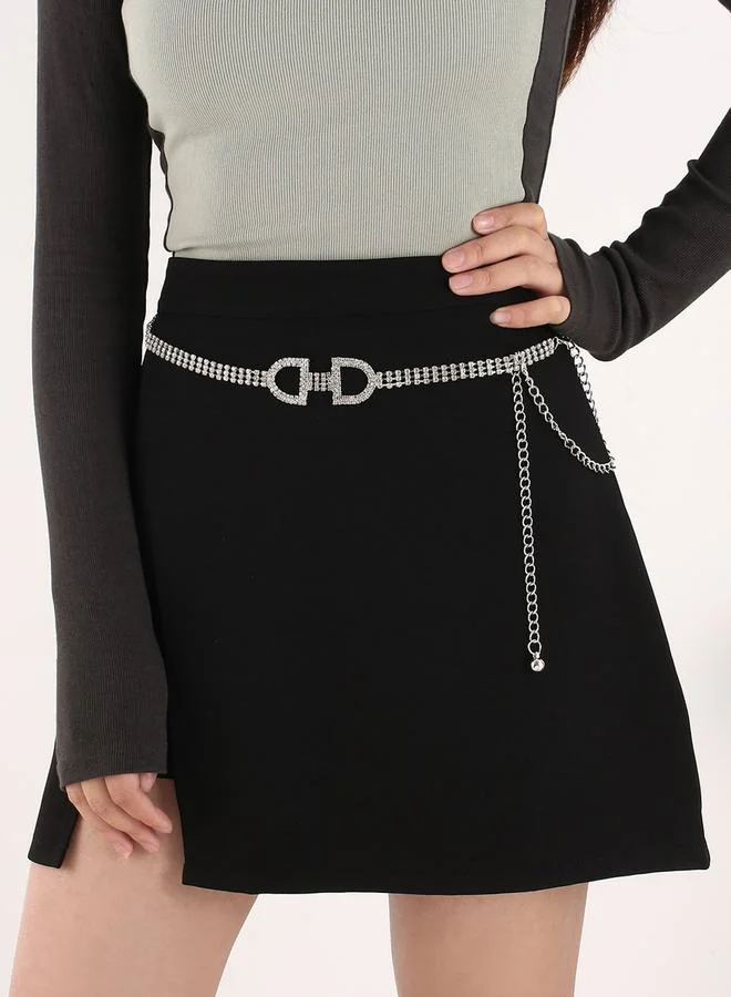 Styli Embellished Chain Drop Belt with Lobster Clasp Closure