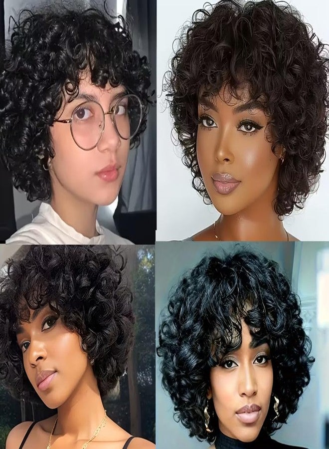 تاتوس باروكة شعر طبيعي قصيرة مجعدة من تاتوس للنساء ذوات البشرة السمراء، سهلة الارتداء، بدون غراء، مناسبة للمبتدئات، باروكة شعر أفرو مجعدة بقصة بيكسي مع غرة، باروكة شعر مموجة كثيفة، تسريحة شعر قصيرة للجنسين للاستخدام اليومي - Image 4