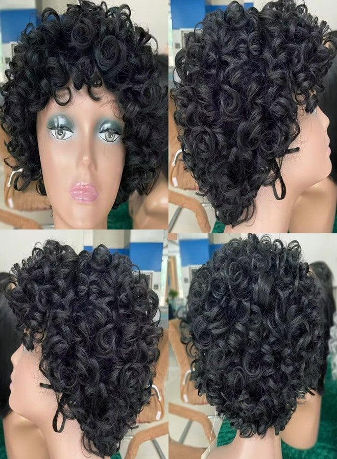 تاتوس باروكة شعر طبيعي قصيرة مجعدة من تاتوس للنساء ذوات البشرة السمراء، سهلة الارتداء، بدون غراء، مناسبة للمبتدئات، باروكة شعر أفرو مجعدة بقصة بيكسي مع غرة، باروكة شعر مموجة كثيفة، تسريحة شعر قصيرة للجنسين للاستخدام اليومي - Image 3