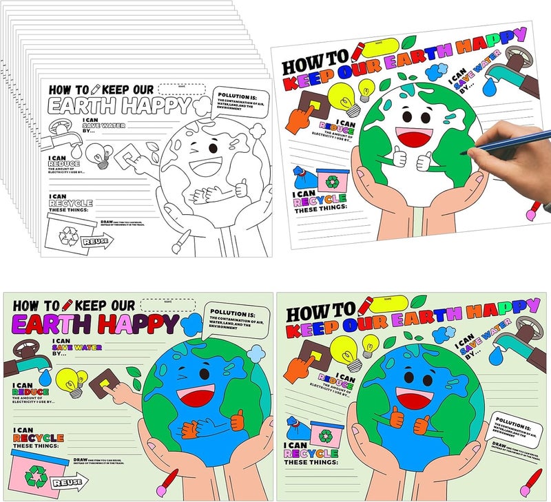 Geyoga Geyoga 36 Pcs Earth Day Coloring Poster Crafts for Kids 13 x 10 Inch DIY Earth Day Coloring Poster Bulk for Kids Toddlers School Classroom Home Party Favors - Image 1