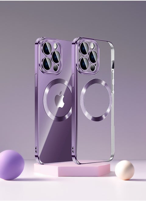 iPhone 14 Pro Case Electroplated Dustproof MagSafe Phone Case Purple