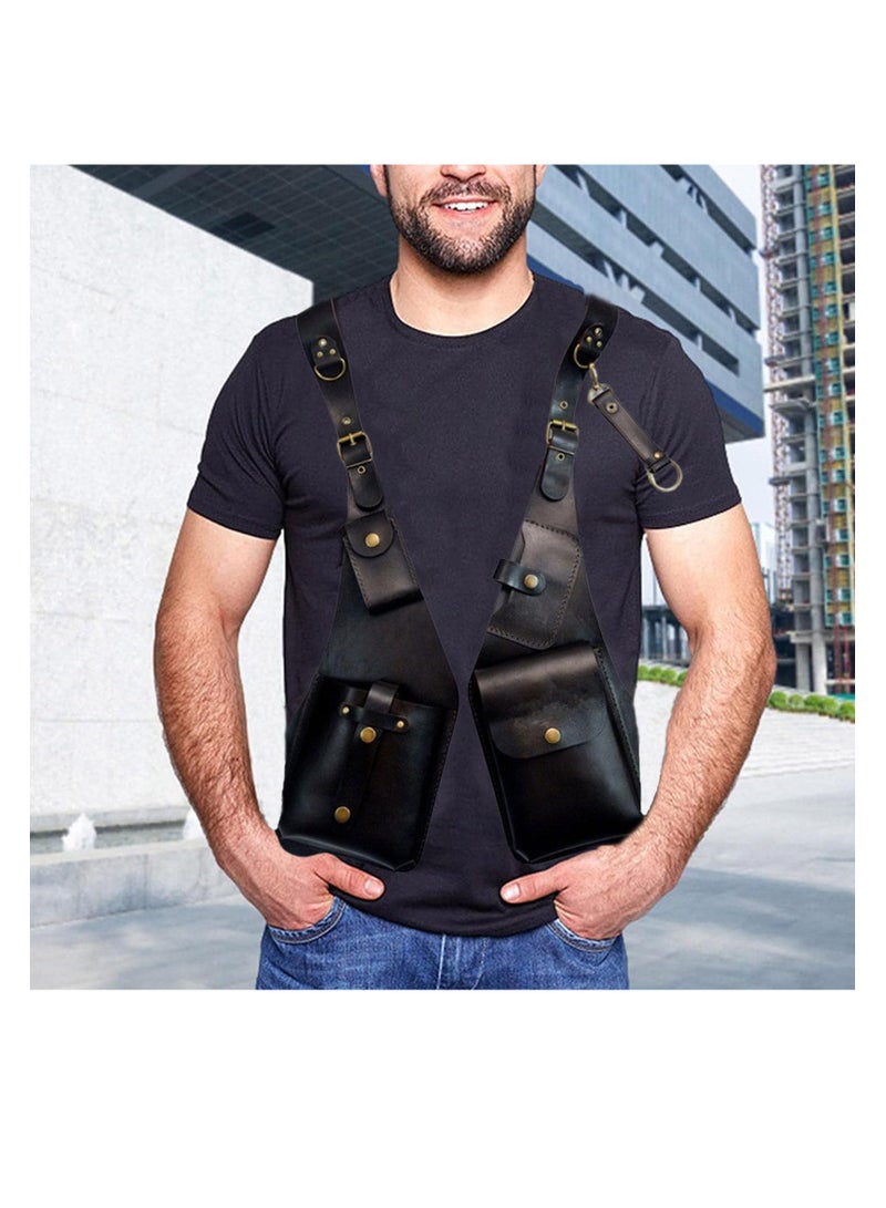 Excefore Handmade black leather shoulder holster, Adjustable Straps Anti-Theft Hidden Underarm Strap Vest Accessories, Ideal For Cosplay, Renaissance Costumes And Steampunk Parties, Black  - Image 2