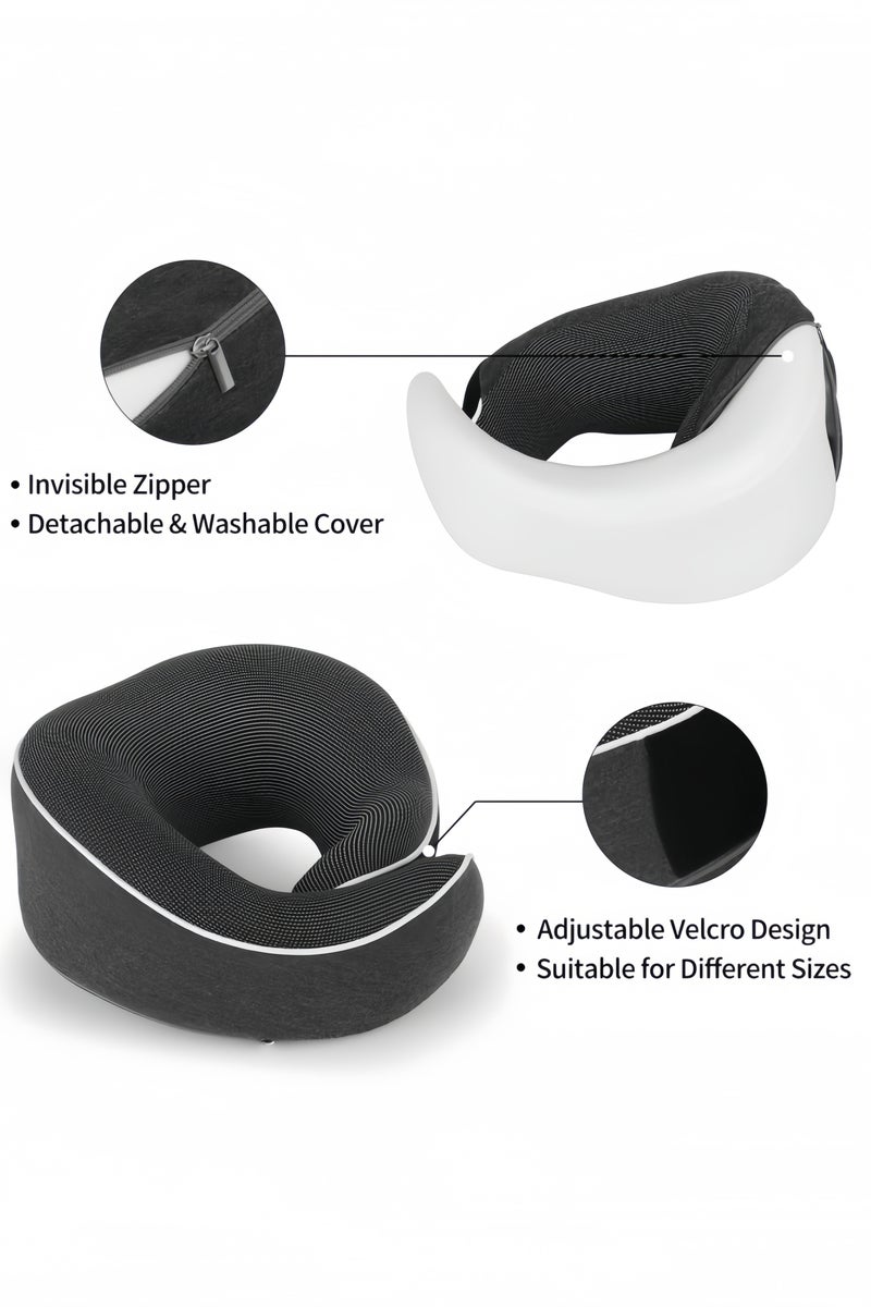 GGEROU Travel Pillow Airplane Neck Pillow for Travel, Plane Pillow Flight 360°Support Travel Pillow with Eye Mask, Earplugs, Carry Bag Dark Grey - Image 5