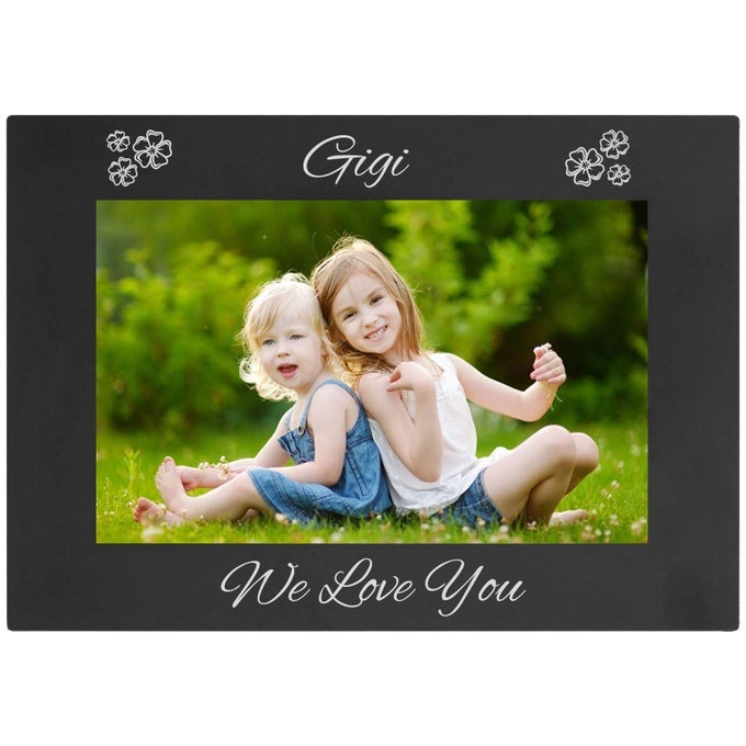 GIGI WE LOVE YOU ENGRAVED ANODIZED ALUMINUM HANGINGTABLETOP GROUP FAMILY PHOTO PICTURE FRAME