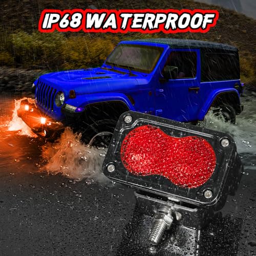 Auto Power Plus 3 Inch LED Pod Lights Red 2PCS Off Road Auxiliary Backup Cube Light Fog Driving Rear Chase Light Bar Red Hunting Fishing Emergency Safety Signal Work Lights for Truck UTV Pickup Boat - Image 5