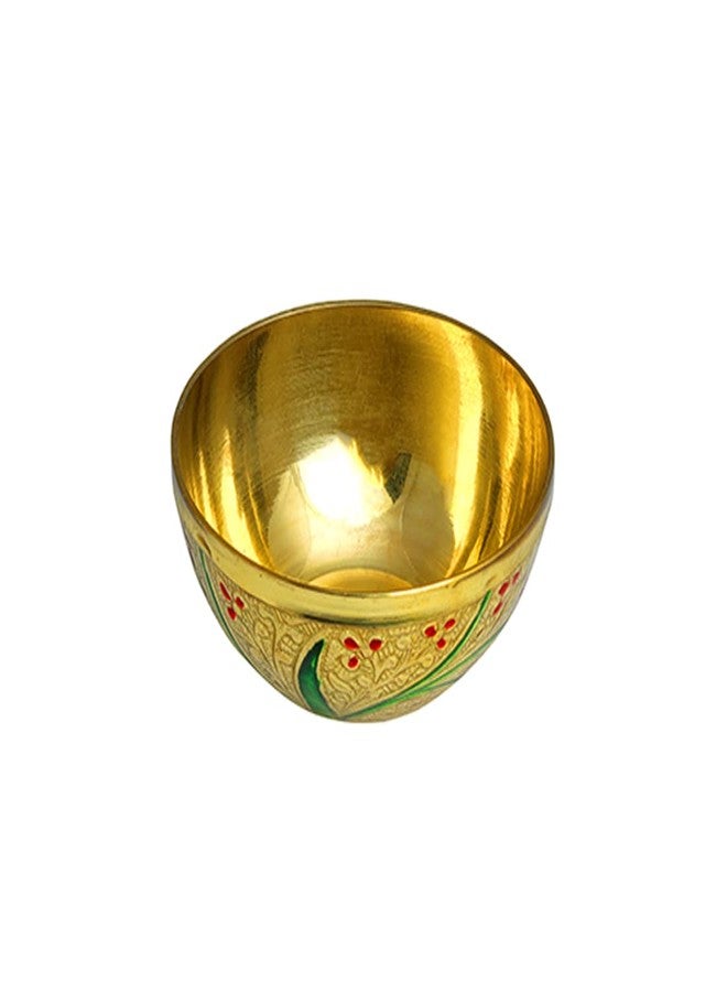 Aditri Creation Set of 2 Decorative Pooja Bowls Multipurpose Pooja small Brass Katori Prasad Bowls pooja articles Indian Traditional Festival Housewarming Puja Decoration Items (Size :- 3" Inches ) (Single Minakari) - Image 2