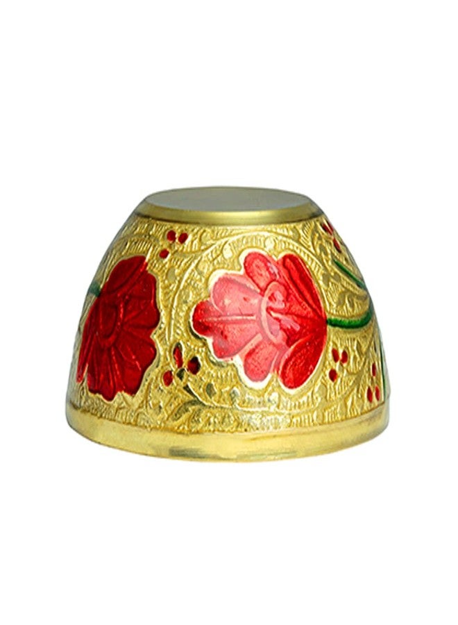 Aditri Creation Set of 2 Decorative Pooja Bowls Multipurpose Pooja small Brass Katori Prasad Bowls pooja articles Indian Traditional Festival Housewarming Puja Decoration Items (Size :- 3" Inches ) (Single Minakari) - Image 3