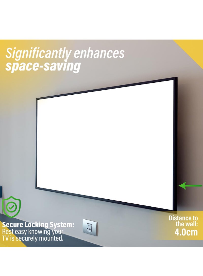 أزتك حامل جدار تلفاز ثابت متين للشاشات من 55 إلى 120 بوصة LED و LCD و OLED بحد أقصى VESA 900x600 وسعة تحميل تصل إلى 150 كجم، إطار فولاذي قوي جدًا، تصميم منخفض الهيئة (أسود) - Image 3