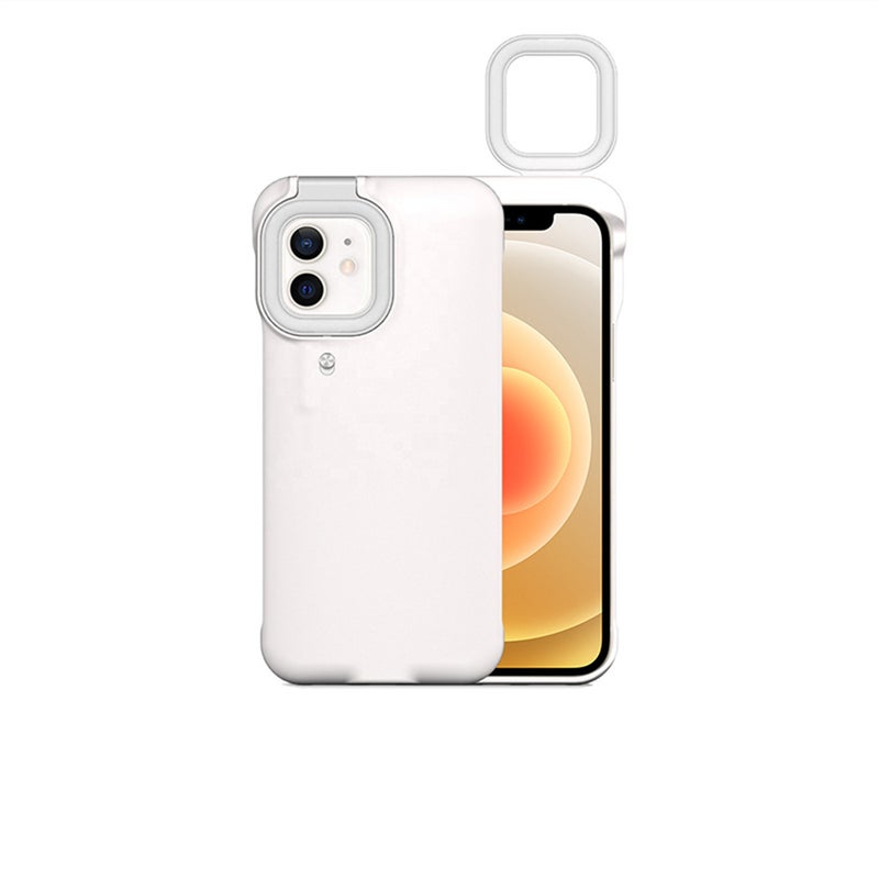 Generic (Unbranded) Ring Flash Fill Light Phone Case Live Selfie Flashlight Shockproof Back Cover For iPhone 12/12 Pro - Image 1