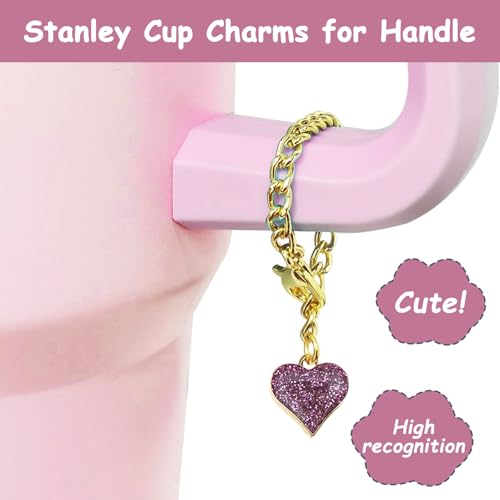vikgle Stanley Cup Accessories Set,Including 2 Pcs 0.4in Straw Cover, 1 Silicone Spill-Proof Stopper Set of 3, 1 Cute Heart Handle Charm, 1 Silicone Boot Fits Stanley 40&30 Oz Tumbler (Fuchsia) - Image 3