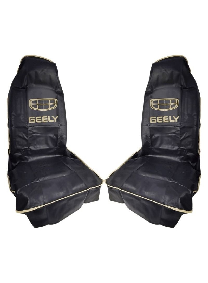 GEELY  Dust Dirt Protection Car Seat Covers 2Pcs Set,Black & Gold Waterproof Protection,Universal Car Seat Cover - Image 2