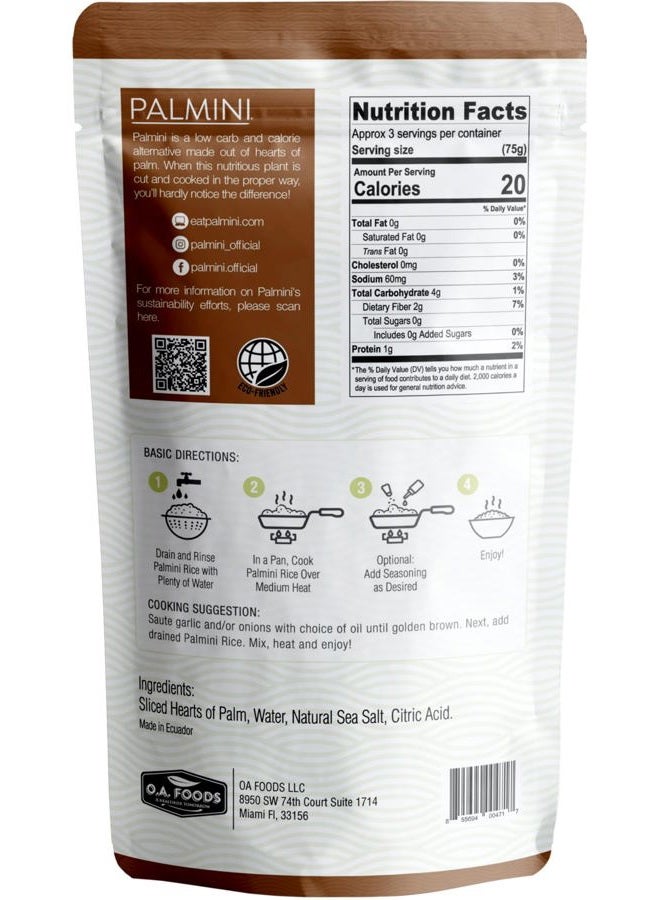 PALMINI Rice | Low-Carb, Low-Calorie Hearts of Palm Rice | Keto, Gluten Free, Vegan, Non-GMO, Healthy | As seen on Shark Tank | (12 Ounces Pouches - Pack of 1) - Image 2