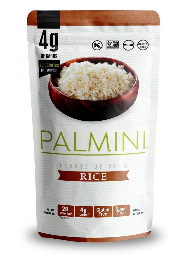 PALMINI Rice | Low-Carb, Low-Calorie Hearts of Palm Rice | Keto, Gluten Free, Vegan, Non-GMO, Healthy | As seen on Shark Tank | (12 Ounces Pouches - Pack of 1) - Image 1