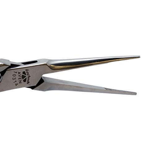 Aven 10314 Technik Stainless Steel Serrated Jaw Needle Nose Plier, 1-59/64" Jaw Length, 5-3/4" Overall Length - Image 2