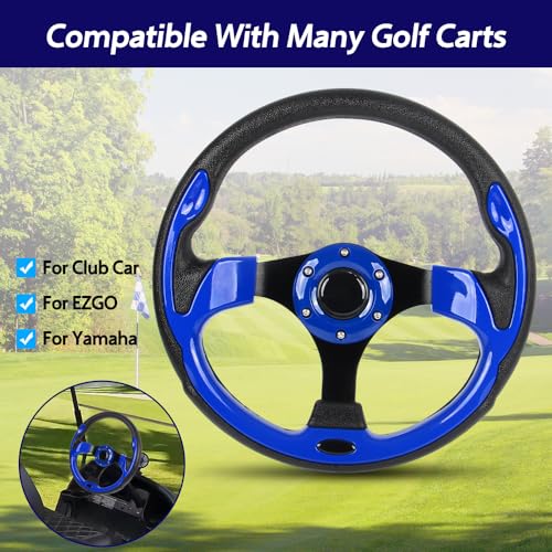 YEHICY Universal Club Car DS and Precedent Steering Wheel with Black Aluminum Frame Golf Cart Steering Wheel Fit for EZGO RXV & TXT, Yamaha… - Image 2