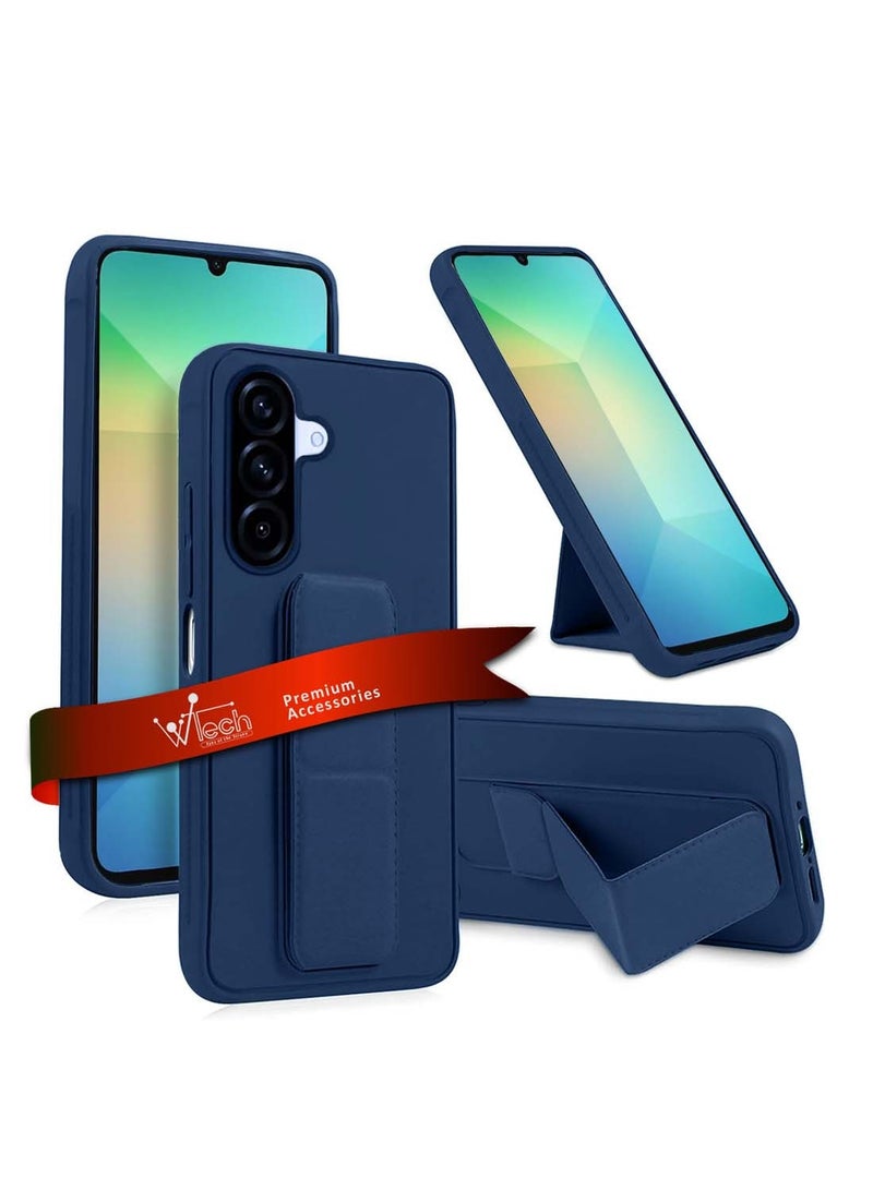 Wtech Samsung Galaxy A26 5G 2025 Hand Grip Foldable Magnetic Kickstand Wrist Strap Finger Grip With Built-In Iron Case Cover - Navy Blue - Image 1