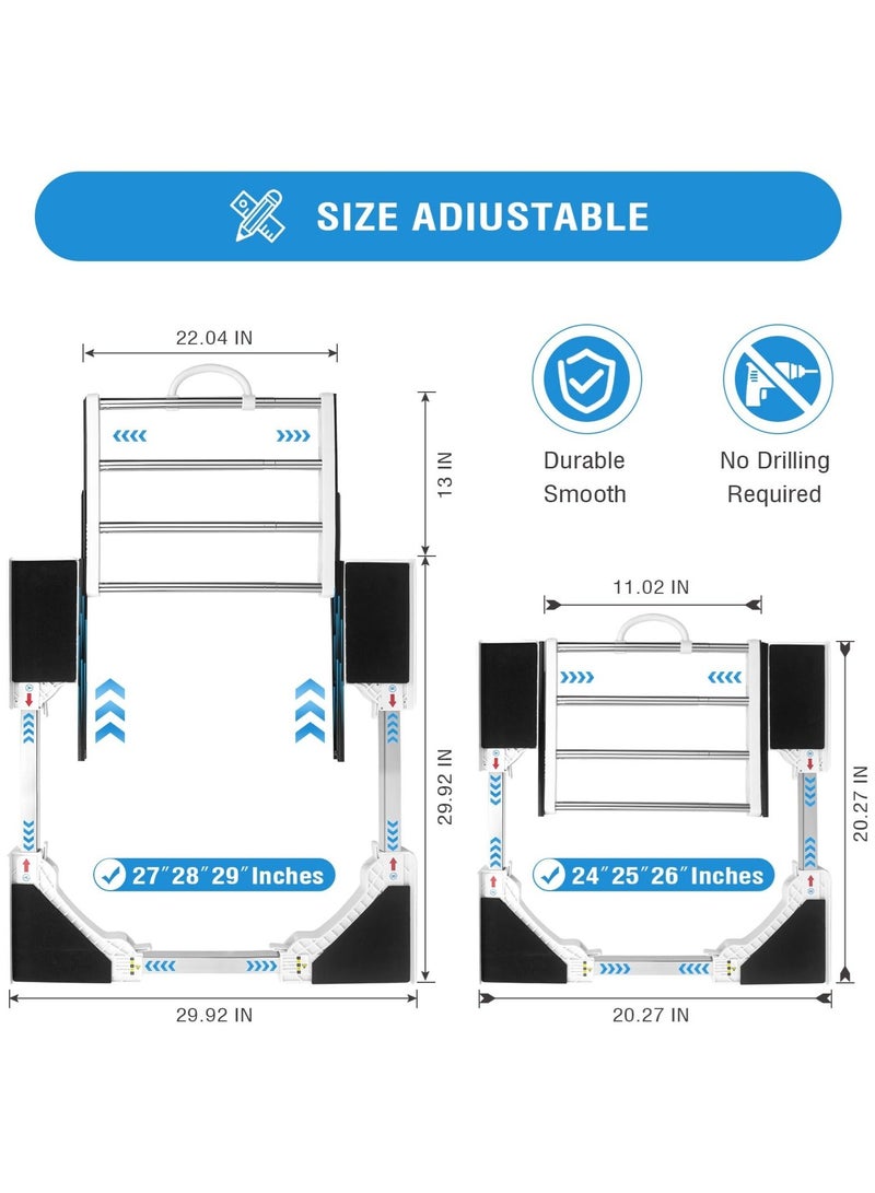والالا طقم تكديس 29 بوصة للغسالة والمجفف، طقم تكديس الغسالة والمجفف العالمي مع رف تجفيف قابل للسحب، دعامة باب، طقم تكديس قابل للتعديل 29/28/27/26/25/24 بوصة مع حزام سقاطة - Image 5