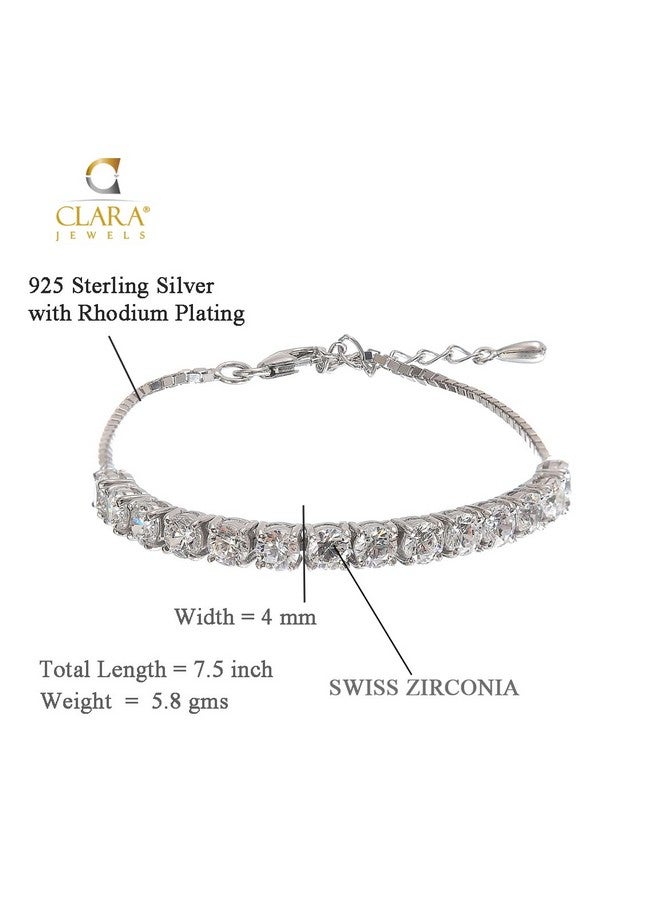 CLARA كلارا مصنوعة من زركونيا سويسرية فضة استرلينية 925 سوار سينا المنفرد هدية للنساء والفتيات - Image 5