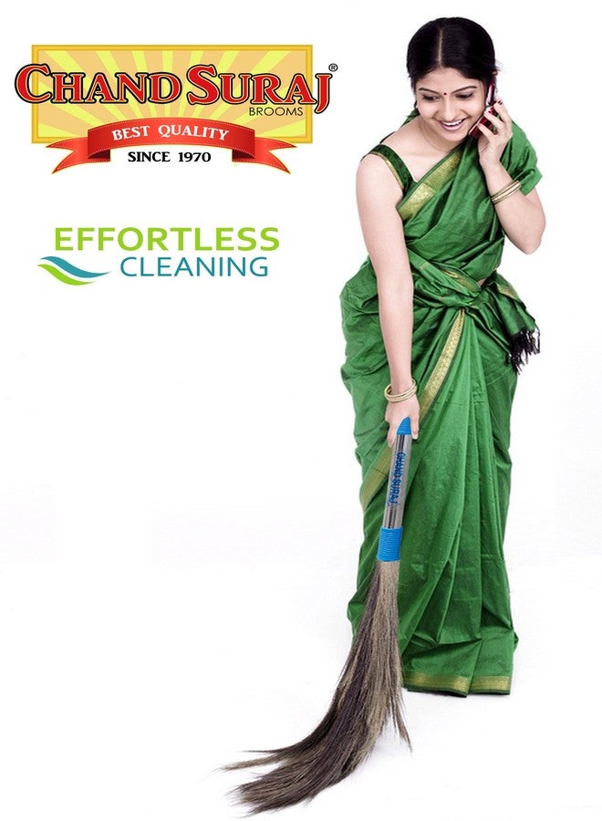 CHAND SURAJ® Stella Natural Grass Broom Stick for Home Cleaning with Stainless Steel Handle (Pack of 1) - Image 2