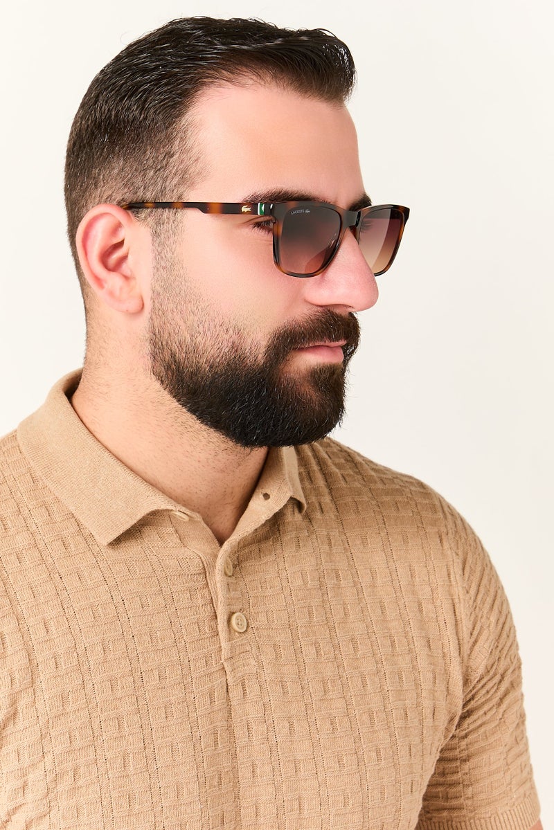 LACOSTE Men L6041S Square Sunglasses, Havana Brown - Image 2