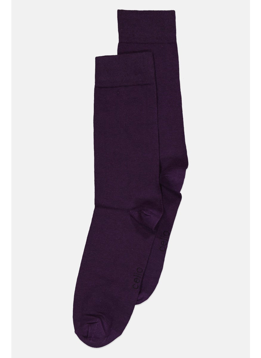 Celio Men 1Pair Solid High Sock, Dark Purple 