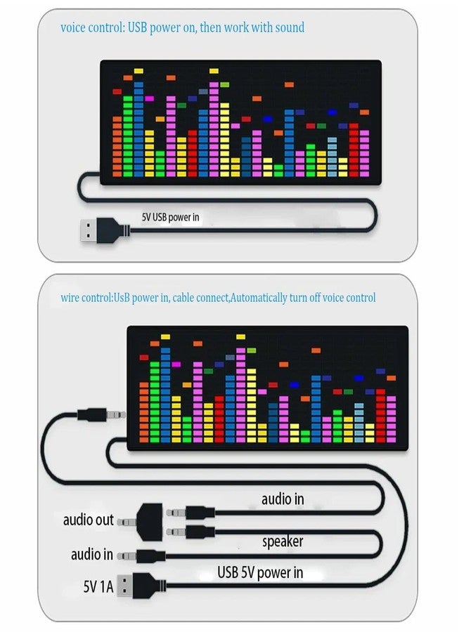 Drphiru RGB Audio Visualizer, Spectrum Analyzer for Sunlight Alarm Clock, 384 RGB Colorful, 1624 Segment Rhythm Light Level, Voice Sensor Clock Display, 20 Dynamic 7 Color Effect, Gifts for Music Lovers - Image 5