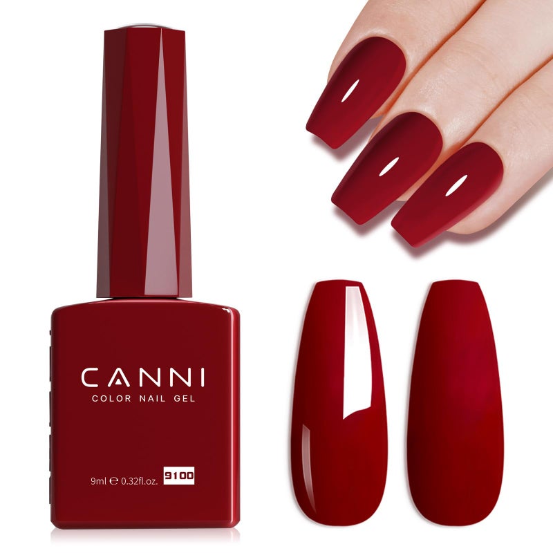 CANNI Red Gel Polish, 1Pcs Deep Dark Red Color Nail Polish Gel High Gloss Soak Off UV French Nail Manicure Salon DIY - Image 1