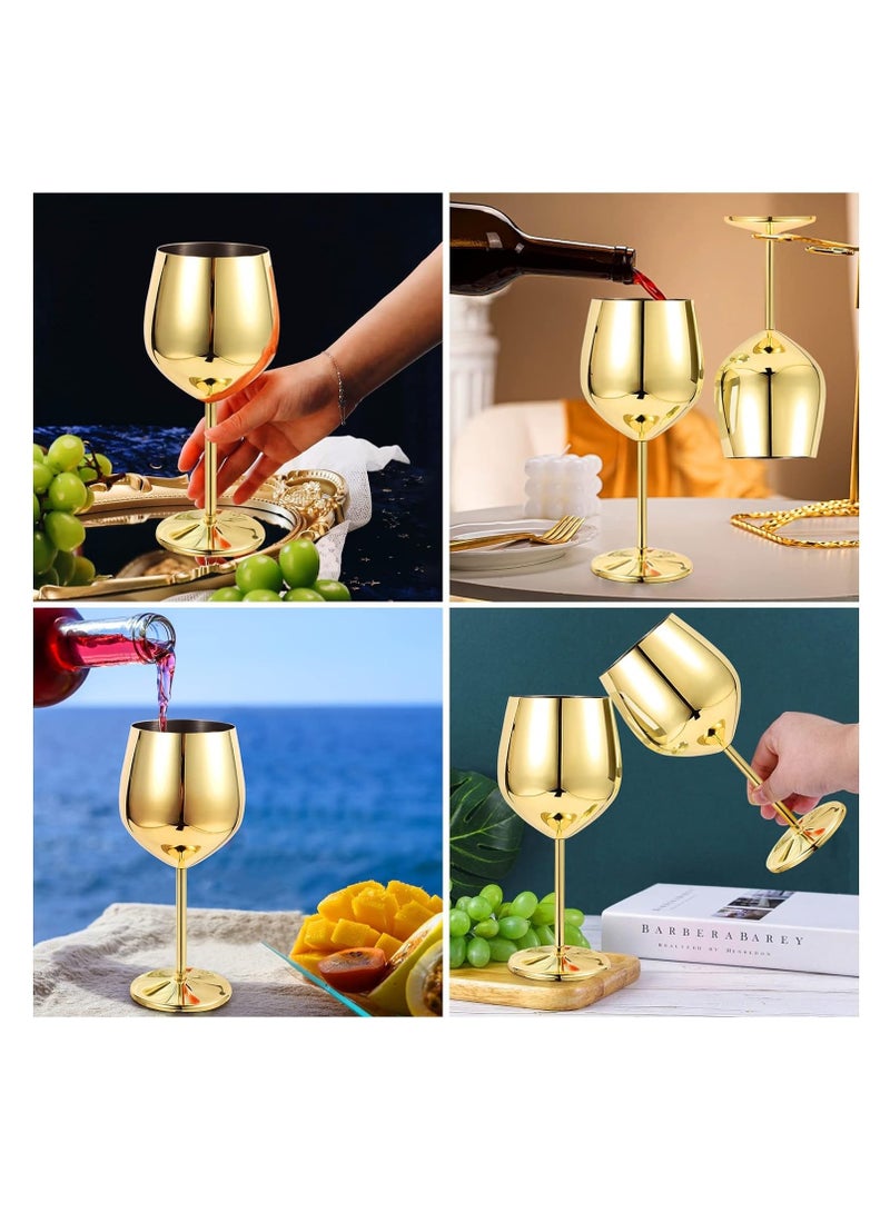 SYOSI Stainless Steel Unbreakable Stemmed Glasses, Steel Goblets gold 17 oz Goblets Red, Shatterproof BPA Free Great for Outdoor Events, Picnic (2PCS,Gold) - Image 4