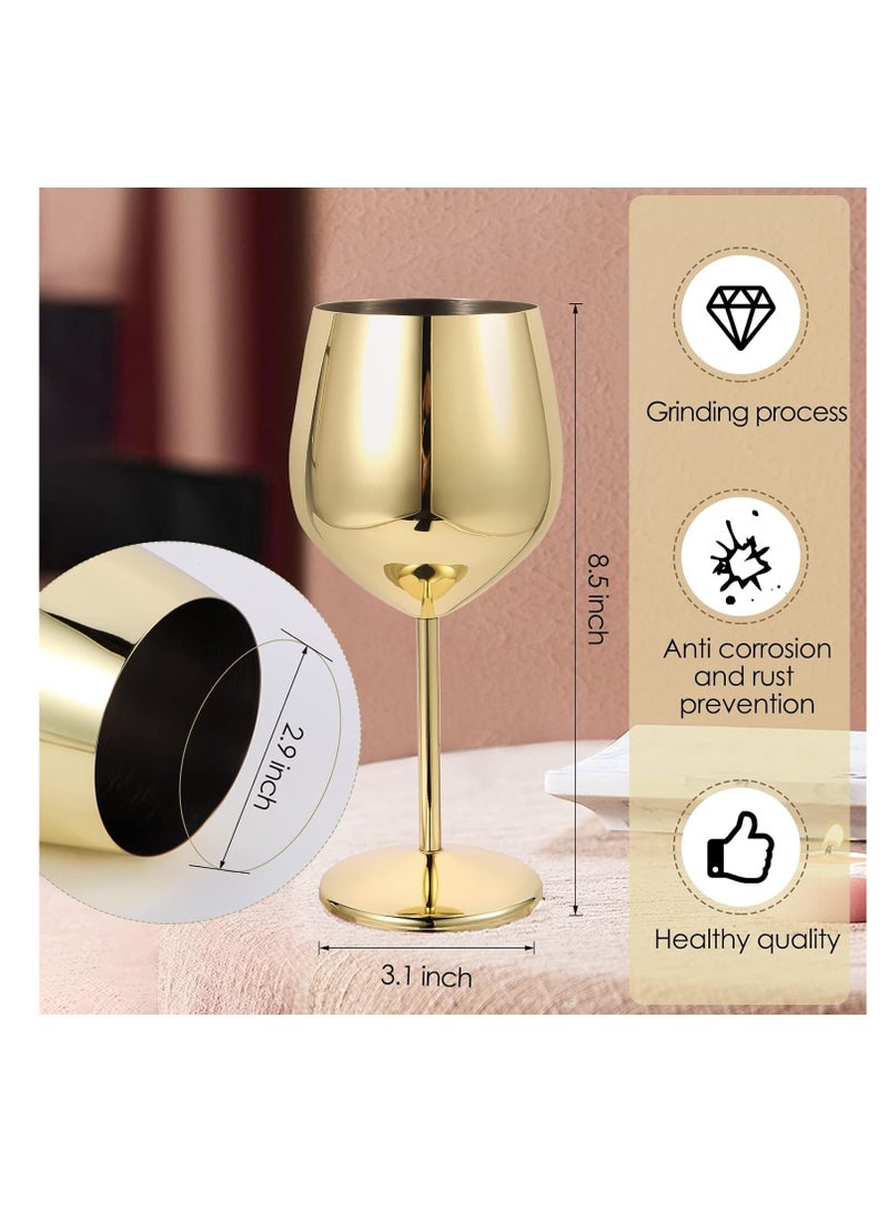 SYOSI Stainless Steel Unbreakable Stemmed Glasses, Steel Goblets gold 17 oz Goblets Red, Shatterproof BPA Free Great for Outdoor Events, Picnic (2PCS,Gold) - Image 2