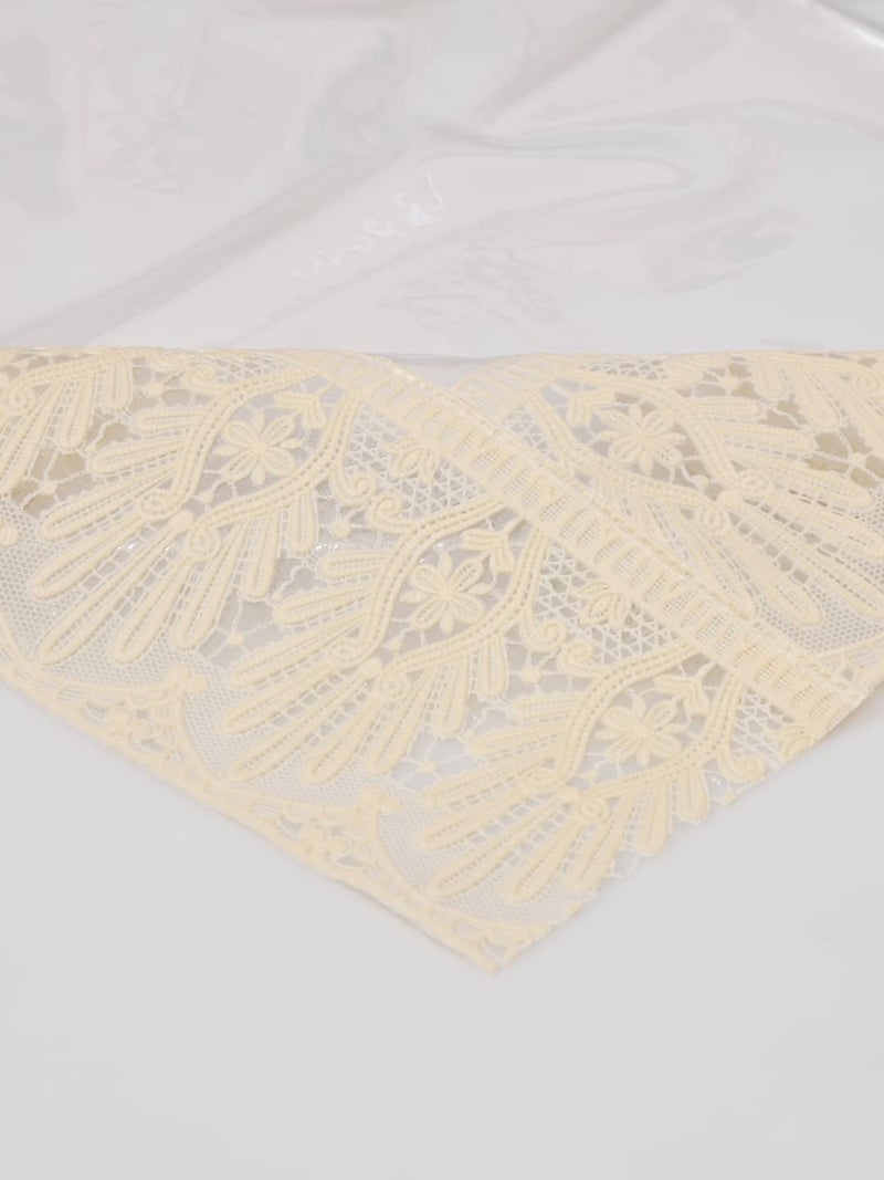 Clasiko 6 Seater Oval Dining Table Cover; 60x90 Inches or 152x228 Cms; Material - PVC; Anti Slip; Cream Lace - Image 5