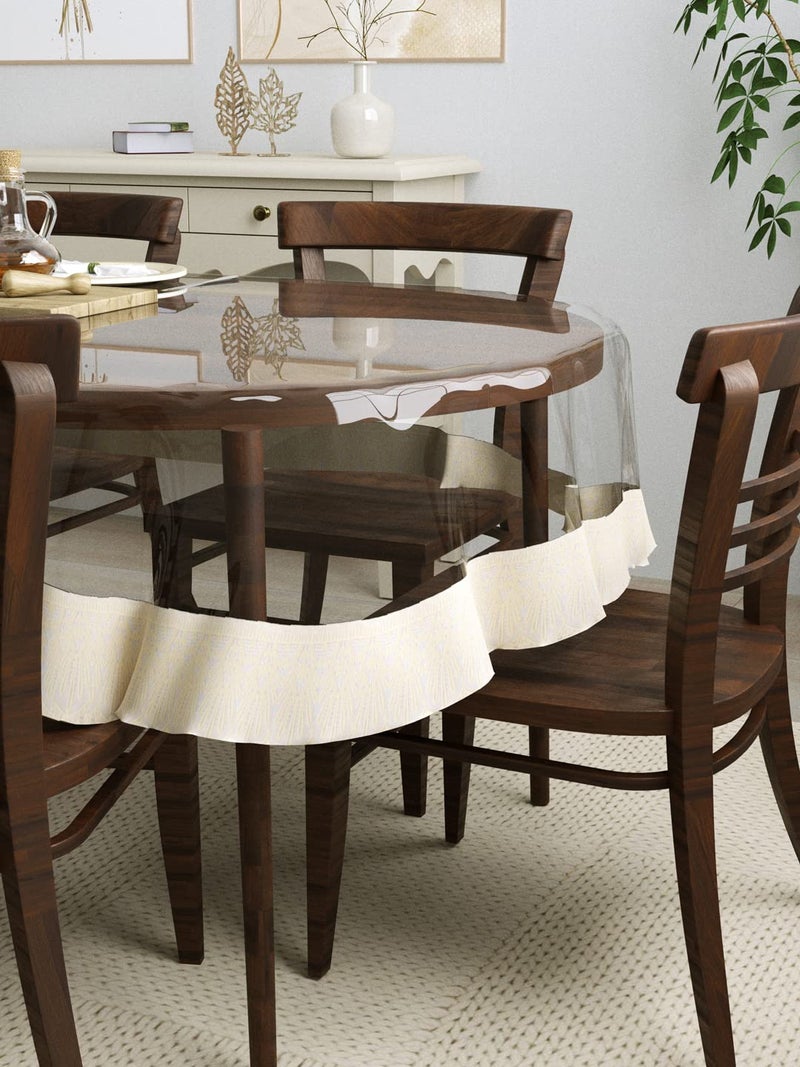Clasiko 6 Seater Oval Dining Table Cover; 60x90 Inches or 152x228 Cms; Material - PVC; Anti Slip; Cream Lace - Image 3